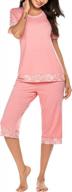 hotouch women's pajama set stylish print o-neck short sleeves top with capri pants sleepwear pjs sets логотип