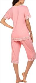 img 1 attached to Hotouch Women'S Pajama Set Stylish Print O-Neck Short Sleeves Top With Capri Pants Sleepwear Pjs Sets