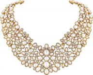 gold crystal and rhinestone statement necklace: famarine pearl collar jewelry for weddings, dresses, and special occasions logo