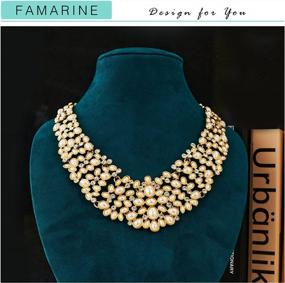 img 2 attached to Gold Crystal And Rhinestone Statement Necklace: FAMARINE Pearl Collar Jewelry For Weddings, Dresses, And Special Occasions