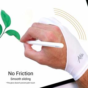 img 2 attached to Articka Drawing Glove For Digital Drawing Tablet, IPad (Smudge Guard, Two-Finger, Reduces Friction, Elastic Lycra, Good For Right And Left Hand)(Small, White)