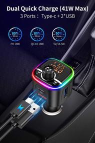 img 3 attached to Wireless Bluetooth 5.0 Car Adapter and FM Transmitter with Hands-Free Calling, MP3 Music Player, 8 LED Colors Backlit, USB Port, TF Card, and U Disk Support