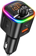 wireless bluetooth 5.0 car adapter and fm transmitter with hands-free calling, mp3 music player, 8 led colors backlit, usb port, tf card, and u disk support logo