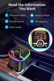 img 2 attached to Wireless Bluetooth 5.0 Car Adapter and FM Transmitter with Hands-Free Calling, MP3 Music Player, 8 LED Colors Backlit, USB Port, TF Card, and U Disk Support