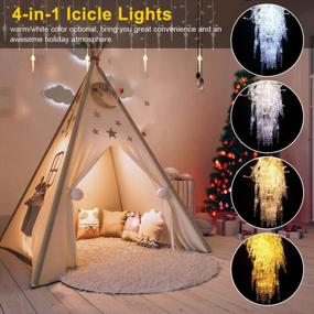 img 2 attached to ECOWHO Outdoor Icicle Lights, 35.3Ft 320 LEDs String Lights Warm & Cool White With Remote Control And Timers, 11 Modes For Indoor Bedroom Wall Hanging And Christmas Decoration With 64 Icicle Drops