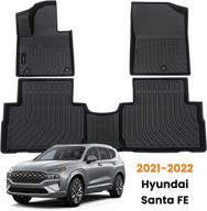 🚗 premium all-weather floor mats: hyundai santa fe 2021-2022 (non-hybrid) - tpe rubber liners set - all-season guard, odorless & anti-slip - 1st & 2nd row coverage логотип