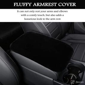 img 3 attached to 🖤 Silence Shopping Fluffy Furry Armrest Cover for Car - Universal Fit, Soft Wool Fur Console Pad - Black"