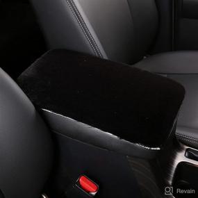 img 4 attached to 🖤 Silence Shopping Fluffy Furry Armrest Cover for Car - Universal Fit, Soft Wool Fur Console Pad - Black"