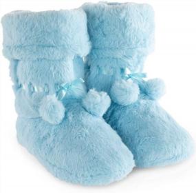 img 4 attached to Cozy Up With PajamaGram Women'S Slipper Boots With Pom Poms