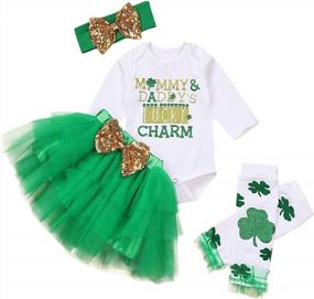 img 4 attached to Adorable Newborn Baby Girl St.Patrick'S Day Outfit With Romper, Tutu Skirts, Leg Warmers, And Headband
