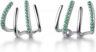 925 sterling silver cz cuff earrings for women and teens with huggie and claw designs - colorful studs that wrap around piercings logo