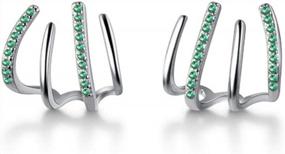 img 4 attached to 925 Sterling Silver CZ Cuff Earrings For Women And Teens With Huggie And Claw Designs - Colorful Studs That Wrap Around Piercings
