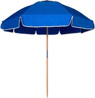 ammsun 7.5ft high wind beach umbrella with uv 50+ protection, commercial grade patio umbrella with air vent, ash wood pole and carry bag - blue logo