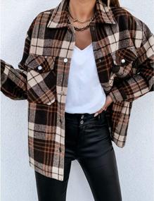img 2 attached to Vintage Plaid Shackets For Women: Brushed Cotton Long Sleeve Shirt Jacket - Casual And Chic AMEBELLE Design
