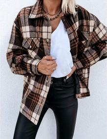 img 3 attached to Vintage Plaid Shackets For Women: Brushed Cotton Long Sleeve Shirt Jacket - Casual And Chic AMEBELLE Design
