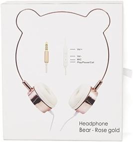 img 1 attached to 🎧 Rose Gold Bear Ears Headphones: Stylish Wire Frame Headset with Microphone – Lux Accessories