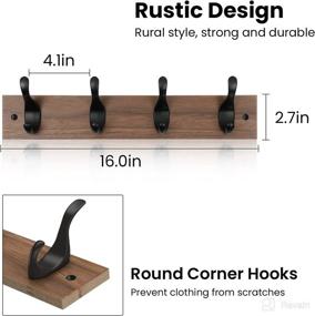 img 3 attached to 🧥 Practical Coat Rack Wall Mount 2 Packs | 4 Wall Hooks | Living Room & Bedroom Storage | Wooden AMCR03