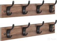 🧥 practical coat rack wall mount 2 packs | 4 wall hooks | living room & bedroom storage | wooden amcr03 логотип