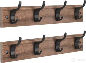 img 4 attached to 🧥 Practical Coat Rack Wall Mount 2 Packs | 4 Wall Hooks | Living Room & Bedroom Storage | Wooden AMCR03