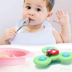 img 2 attached to BAKAM High Chair Toy: Suction Cup Spinning 🪀 Top for Babies and Toddlers - 3 Pack Gift Set