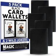 get organized and add flair to your game with magic maker's 5-pack black card wallets with wild jokers logo