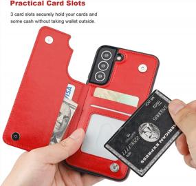 img 1 attached to Samsung Galaxy S22 5G 6.1 Inch Wallet Case With Card Holder, PU Leather Kickstand & Shockproof Cover - Red