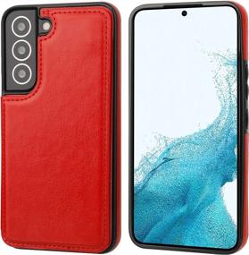 img 2 attached to Samsung Galaxy S22 5G 6.1 Inch Wallet Case With Card Holder, PU Leather Kickstand & Shockproof Cover - Red