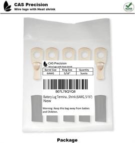 img 2 attached to 🔌 Heavy Duty Pure Copper Ring Terminal Connectors with Heat Shrink Tube - Battery Wire Lugs, Multiple Sizes (6AWG 5/16" Ring)