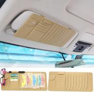 yijueled cd sun visor organizer cd dvds storage case holder leather vehicle organizer pockets organization for car credit cards pockets sunglasses pen holder logo