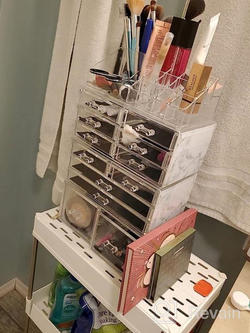 img 1 attached to Teal Thrill: Sorbus Large Clear Makeup Organizer With Detachable Spacious Beauty Display - Ideal Jewelry & Make Up Storage For Vanity, Dresser & Countertop review by Steven Latham