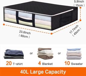 img 3 attached to Vieshful Under Bed Storage Containers Foldable Underbed Storage Bags Clothes Organizers For Bedroom Closet Dorm Blankets Sweaters Toys With Clear Window, Reinforced Handle, Sturdy Structure, 40L, 5-Pack, Black
