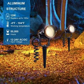 img 1 attached to SUNVIE Low Voltage Landscape Lights Kit With Transformer And Timer 12W 12-24V Outdoor LED 3000K Waterproof Landscape Lighting With Wire Connector For Garden Pathway Wall Tree ETL Listed Cord, 10 Pack