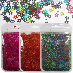 img 1 attached to LoveOurHome 8 Colors Flower Chunky Glitter Flakes Holographic Floral Blossom Shaped Confetti Sequins Nail Sticker Accesories For Resin Crafts Acrylic Nails Makeup