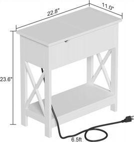 img 3 attached to Белый приставной столик ChooChoo с зарядной станцией и местом для хранения | USB-порты, розетки для небольших помещений