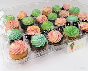 img 2 attached to Convenient 24 Pack Cupcake Boxes - Set of 4 - Durable Plastic Cupcake Containers by Katgely