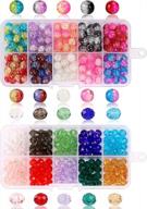 400pcs assorted color 8mm glass beads for jewelry making bracelets - includes 200pcs faceted crystal glass beads and 200pcs crackle lampwork glass round beads - packaged in 2 boxes by quefe logo