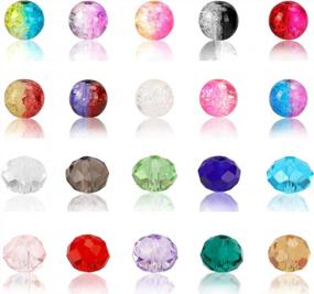 img 3 attached to 400Pcs Assorted Color 8Mm Glass Beads For Jewelry Making Bracelets - Includes 200Pcs Faceted Crystal Glass Beads And 200Pcs Crackle Lampwork Glass Round Beads - Packaged In 2 Boxes By QUEFE