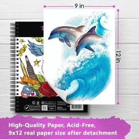 img 3 attached to Набор для рисования Artisto для сухих материалов: 2 альбома для рисования, 72 цветных карандаша и набор для рисования из 18 предметов