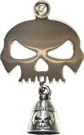 🛎️ universal polished skull bell hanger kit with included bolt, ring, and bell - suitable for harley davidson motorcycles & more! proudly made in the usa! (gun metal bell) логотип