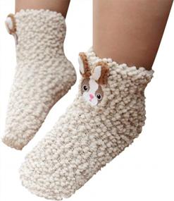 img 2 attached to 4 Pairs Animal Baby Fuzzy Soft Thick Socks - Super Warm And Cozy