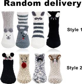 img 3 attached to 4 Pairs Animal Baby Fuzzy Soft Thick Socks - Super Warm And Cozy