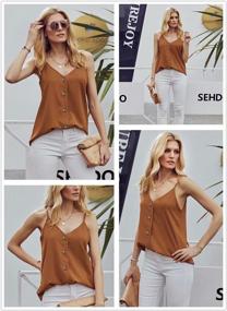 img 2 attached to Women'S V Neck Sleeveless Blouse Button Down Tank Top Loose Casual Strappy Shirt