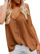 women's v neck sleeveless blouse button down tank top loose casual strappy shirt logo