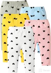 img 4 attached to 👖 U·nikaka 5-Pack Heart Print Pants with Fleece Leggings for Toddler and Baby Girls - Grey, White, Blue, Orange, and Pink