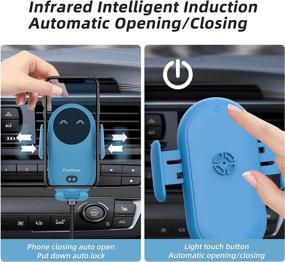 img 2 attached to Smart Wireless Car Charger: Auto-Sensor Car Phone Holder Mount with Fast Charging for iPhone13/12, Samsung S22+/21/20 (Blue)