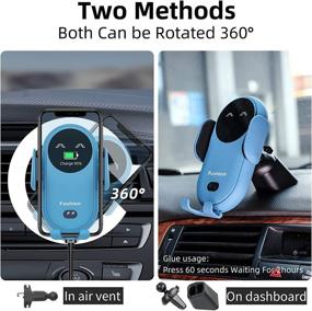 img 1 attached to Smart Wireless Car Charger: Auto-Sensor Car Phone Holder Mount with Fast Charging for iPhone13/12, Samsung S22+/21/20 (Blue)