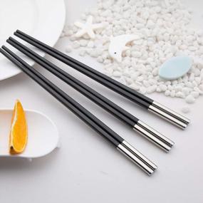 img 3 attached to Set Of 5 Pairs Of American Modernism Fiberglass Chopsticks - Dishwasher-Safe And 10.6 Inches Long