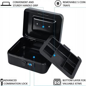 img 2 attached to Secure Your Cash With KYODOLED Medium Money Box - Combination Lock And Money Tray For Safety - 7.87"X 6.30"X 3.54" - Black, Medium