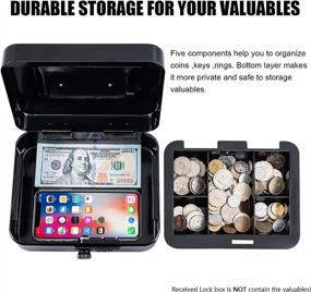 img 1 attached to Secure Your Cash With KYODOLED Medium Money Box - Combination Lock And Money Tray For Safety - 7.87"X 6.30"X 3.54" - Black, Medium