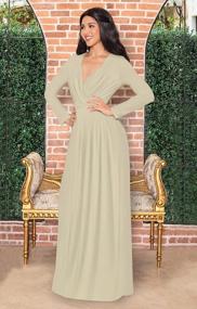 img 3 attached to Elegant Women'S Empire Cocktail Maxi Dress With Versatile Long Sleeves For Evening Events - KOH KOH